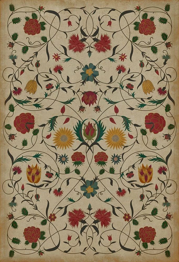Floral Abigail Washable Vinyl Area Rugs