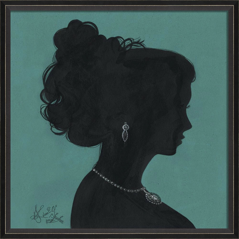 Lady Silhouette Art 02 - Black on Blue Signed Edition by Artist Kolene Spicher