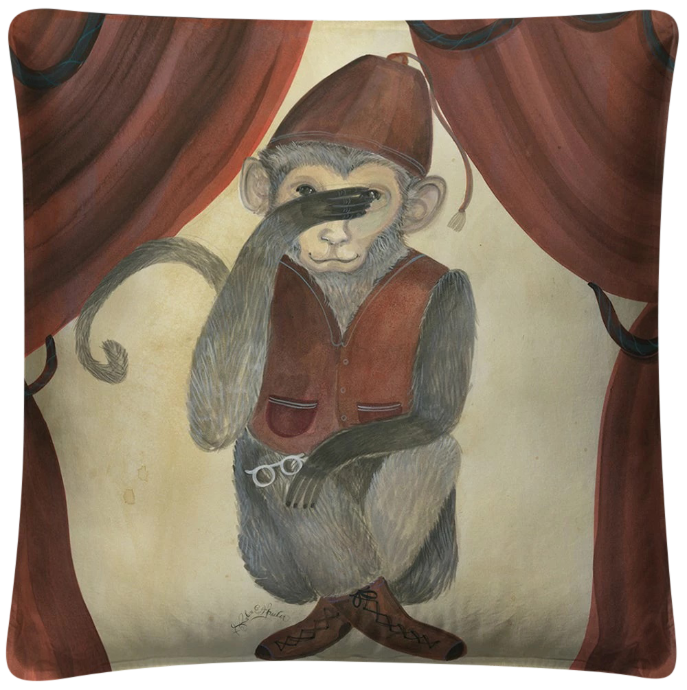 vintage 'See No Evil' throw pillow - Interior Mojo llc