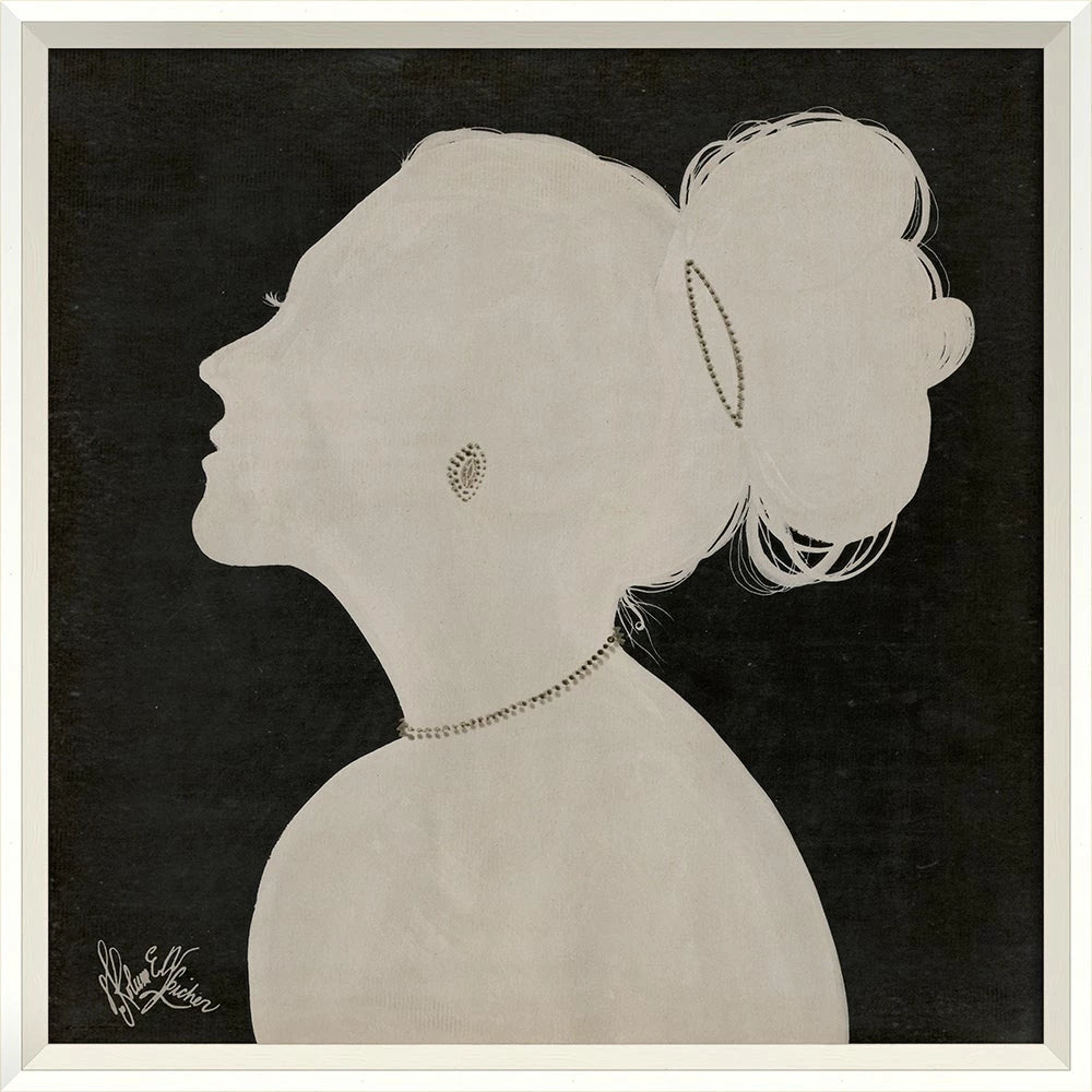 Lady Silhouette Art 03 Black and White - 25x25 Square Wall Art