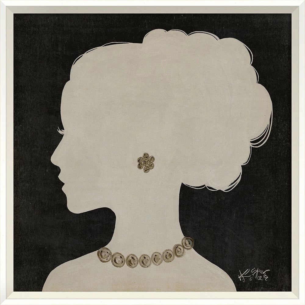 Lady Silhouette Art 08 - White on Black - 25x25 Signed Edition by Kolene Spicher