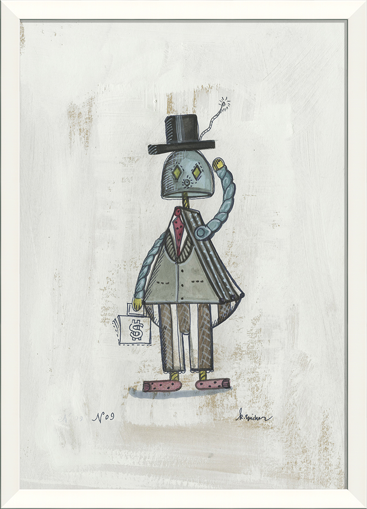 'no 9 Dexter' robot art kids art home and office art