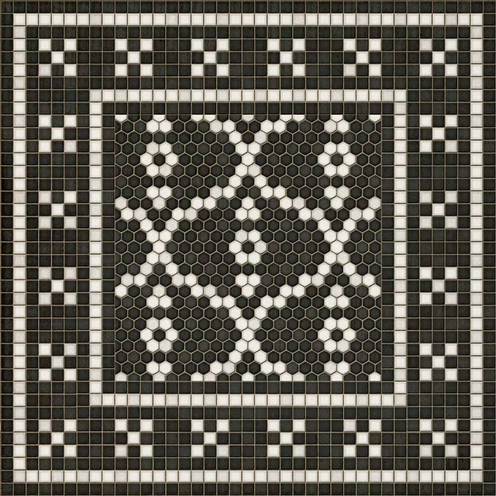 Mosaic F - Kingsbridge Road Washable Vinyl Area Rugs