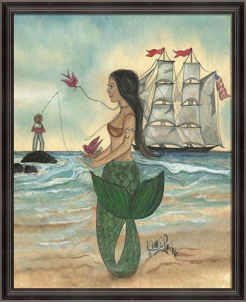 'mermaid with tattoo'  - Side View art - Interior Mojo llc