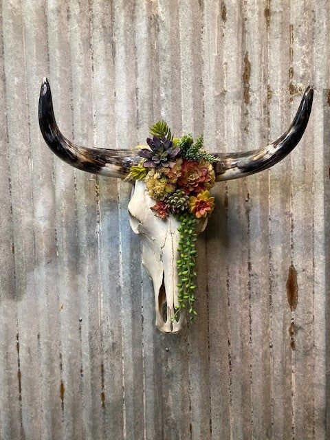 Aggie Long Horn Skull w/ Preserved Florals