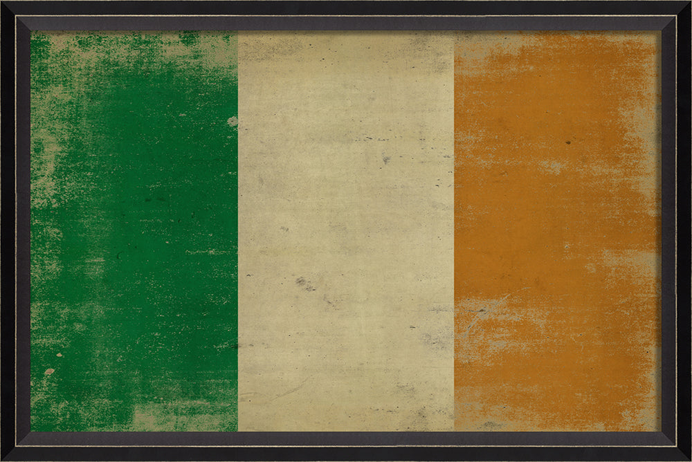 Irish Flag Art Tricolor by Interior Mojo - Framed wall art featuring vintage green, white, and orange tricolor stripes - Heritage gift celebrating Irish culture and Celtic pride - Made in USA