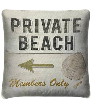 vintage 'Private Beach" throw pillow - Interior Mojo llc