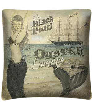 vintage 'Black Pearl Oyster' throw pillow - Interior Mojo llc