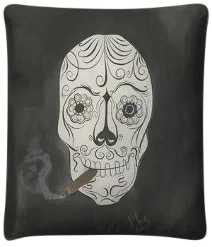 vintage 'Cigar Smoking Skeleton 2" throw pillow - Interior Mojo llc